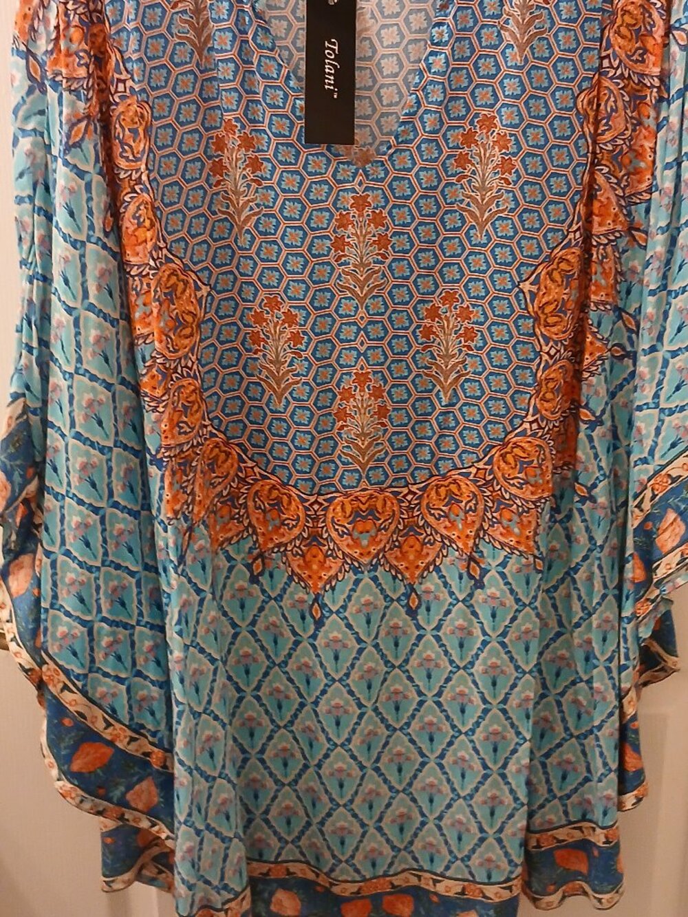 Tolani Mandarin Collar Printed Woven Caftan Tunic